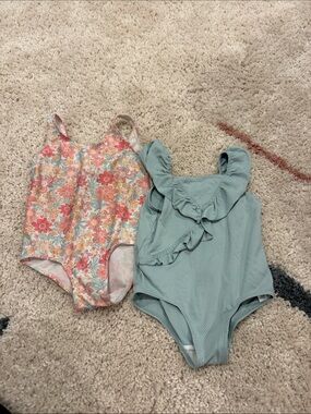 H&M Toddler Floral and Mint Ruffle One-Piece Swimsuit Set